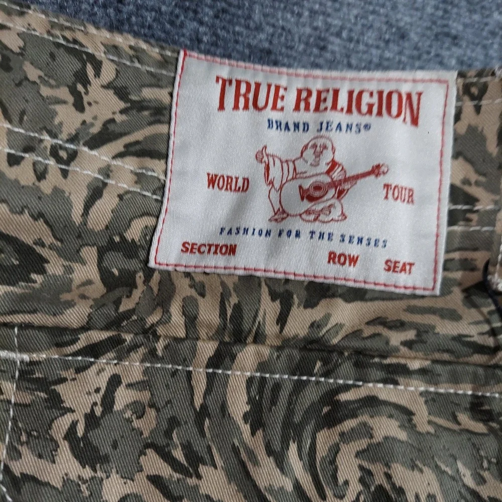 True Religion Cargo Pants Mens 30x32 Abstract Camo Green Swirl 701122 NEW